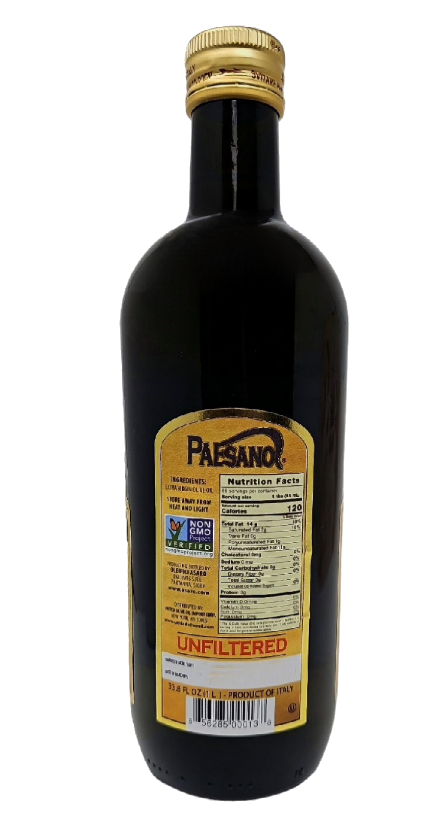 Paesano Unfiltered Extra Virgin Organic Olive Oil