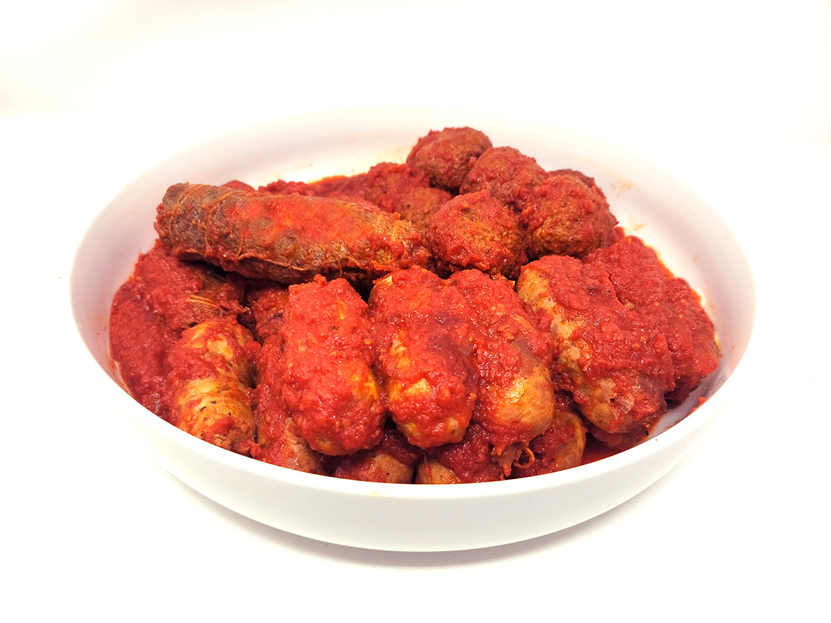 Authentic Italian Sunday Dinner: Sausage, Meatballs, and Braciole