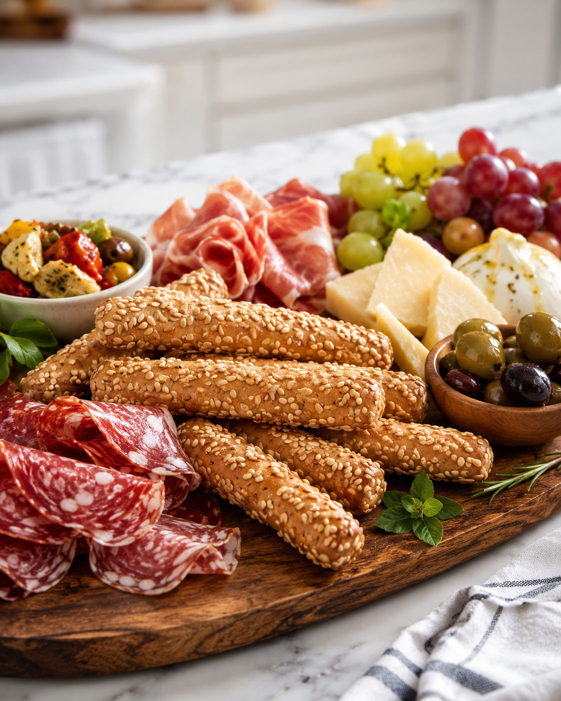Baked in Brooklyn breadsticks with antipasto