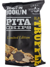 Baked in Brooklyn Bag of Urban Truffle Black Truffle Pita Chips with branding and product details.