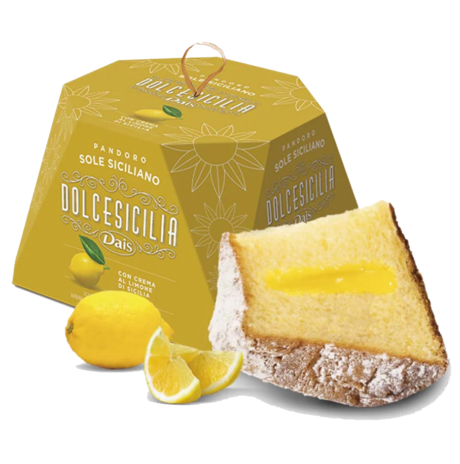 Dolce Sicilia Lemon Pandoro Box and Cake 