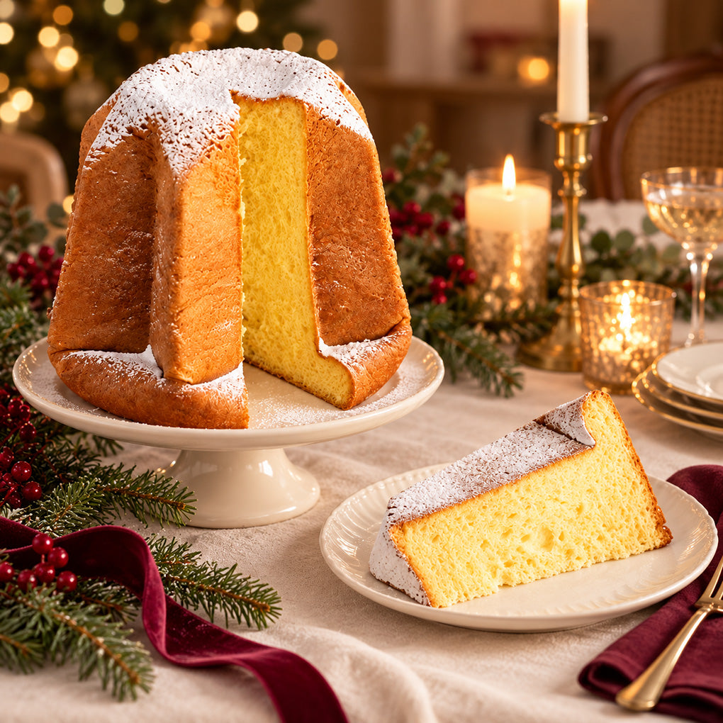 Bauli Pandoro on a beautifully set table for the holidays 