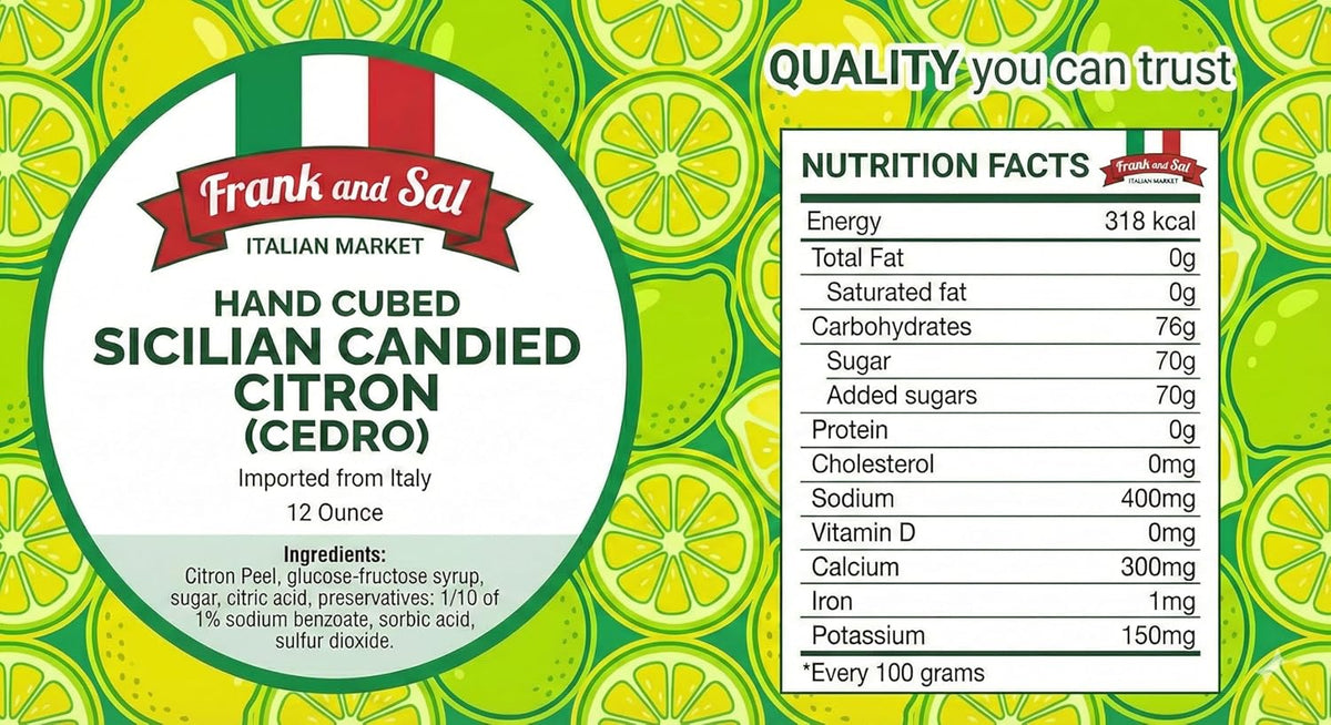 Candied Citron | Sicilian Diced Cedro | 1 Pound (16 oz)