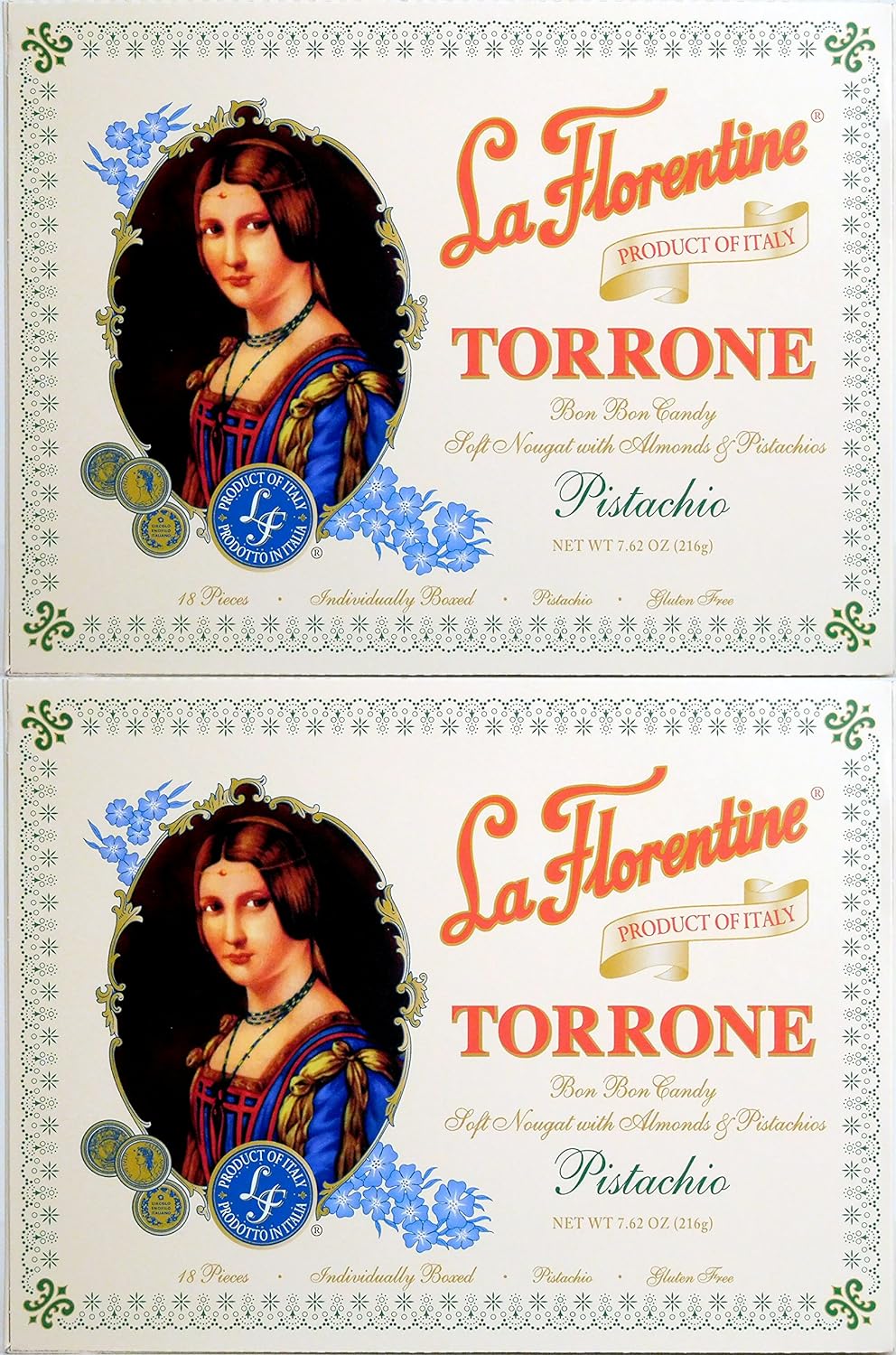 La Florentine Soft Torrone with Almonds & Pistachios 2 boxes 