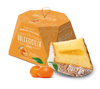 Dais Dolce sicilia Pandoro with packaging and oranges on a white background