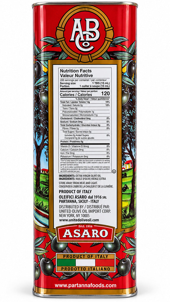 Partanna Robust Extra Virgin Olive Oil – 3 Liter Tin