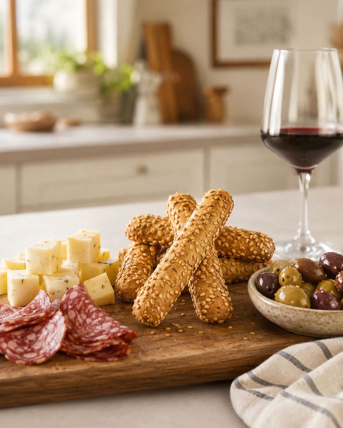 Baked in Brooklyn sticks with Salami and Olives 