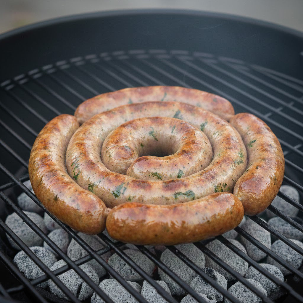 Brocoli Rabe sausage on a grill