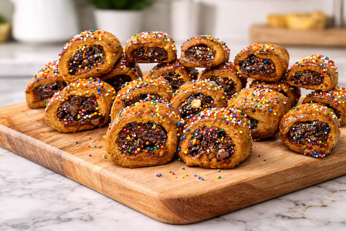 Italian Fig Cookies on a wooden board 