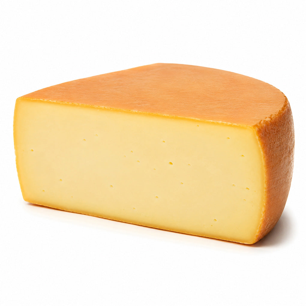 Italian Fontal cheese one-pound wedge on white background