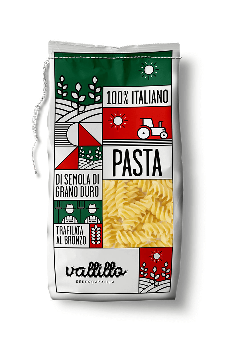 Vallillo fusilloni on a white background 