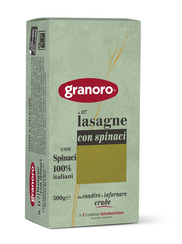 Granoro No. 117 spinach lasagna sheets in a 500 g box