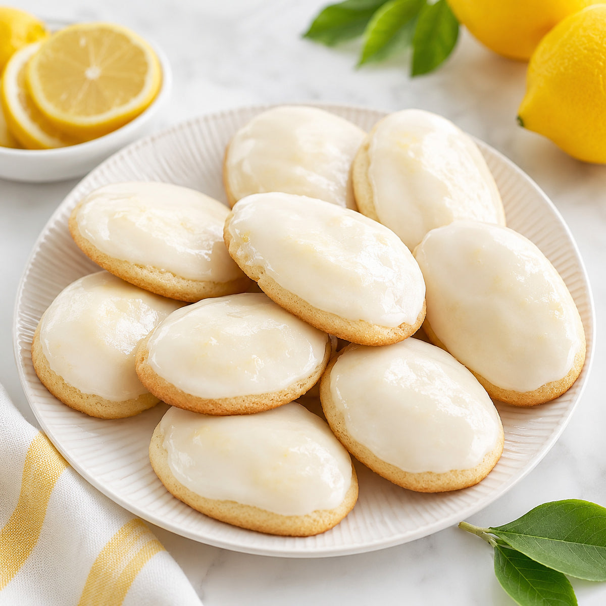 Italian Lemon Cookies on a white plate 