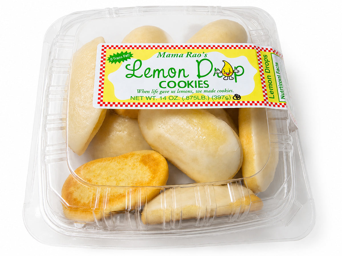 Mama Rao’s Lemon Drop Cookies on a white background 