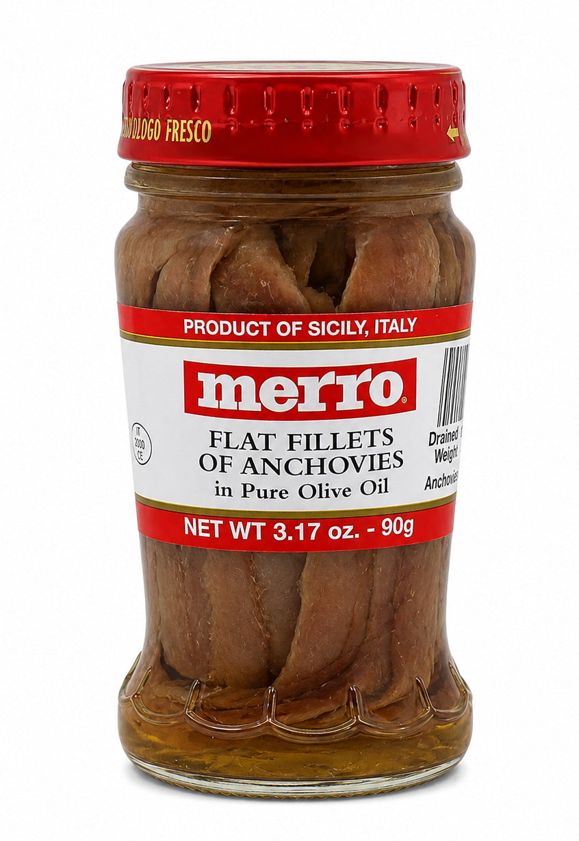 Merro Anchovies Flat Fillets 90 Gram Bottle 