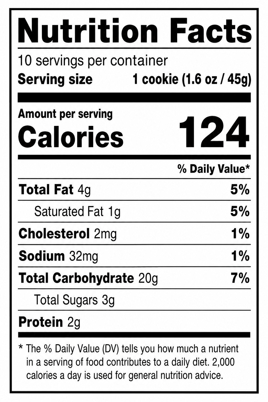 Nutrition facts label for Mama Raos-Lemon Drop Cookie with detailed calorie and ingredient information.