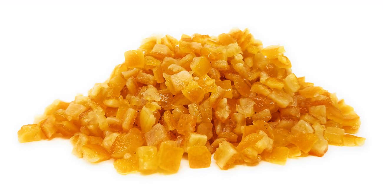A pile of Cubed Candied Orange 