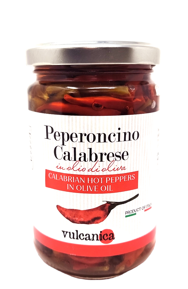 Vulcanica Peperoncino 280g Glass Bottles | Authentic Calabrian Hot Peppers - 2 Pack