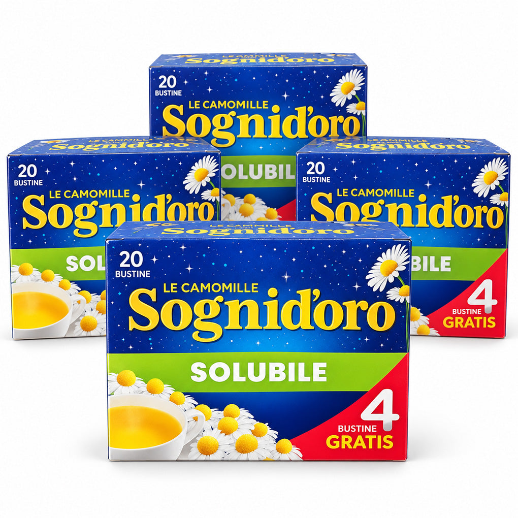 Sognid'oro Instant Chamomile Tea 4-Pack – Camomilla Solubile – 80 Sachets