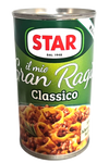 "Front of a 180g can of Star Il Mio Gran Ragù Classico, an authentic Italian meat sauce."