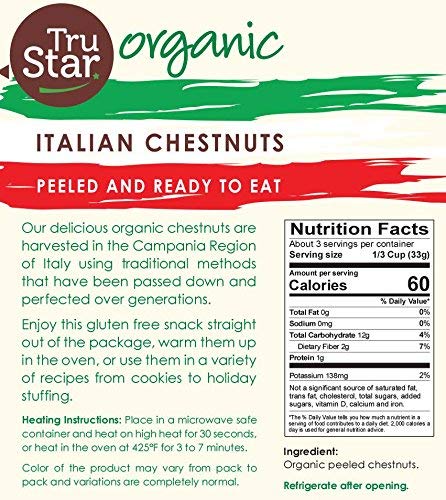 TruStar Organic Chestnuts Nutrition Facts 
