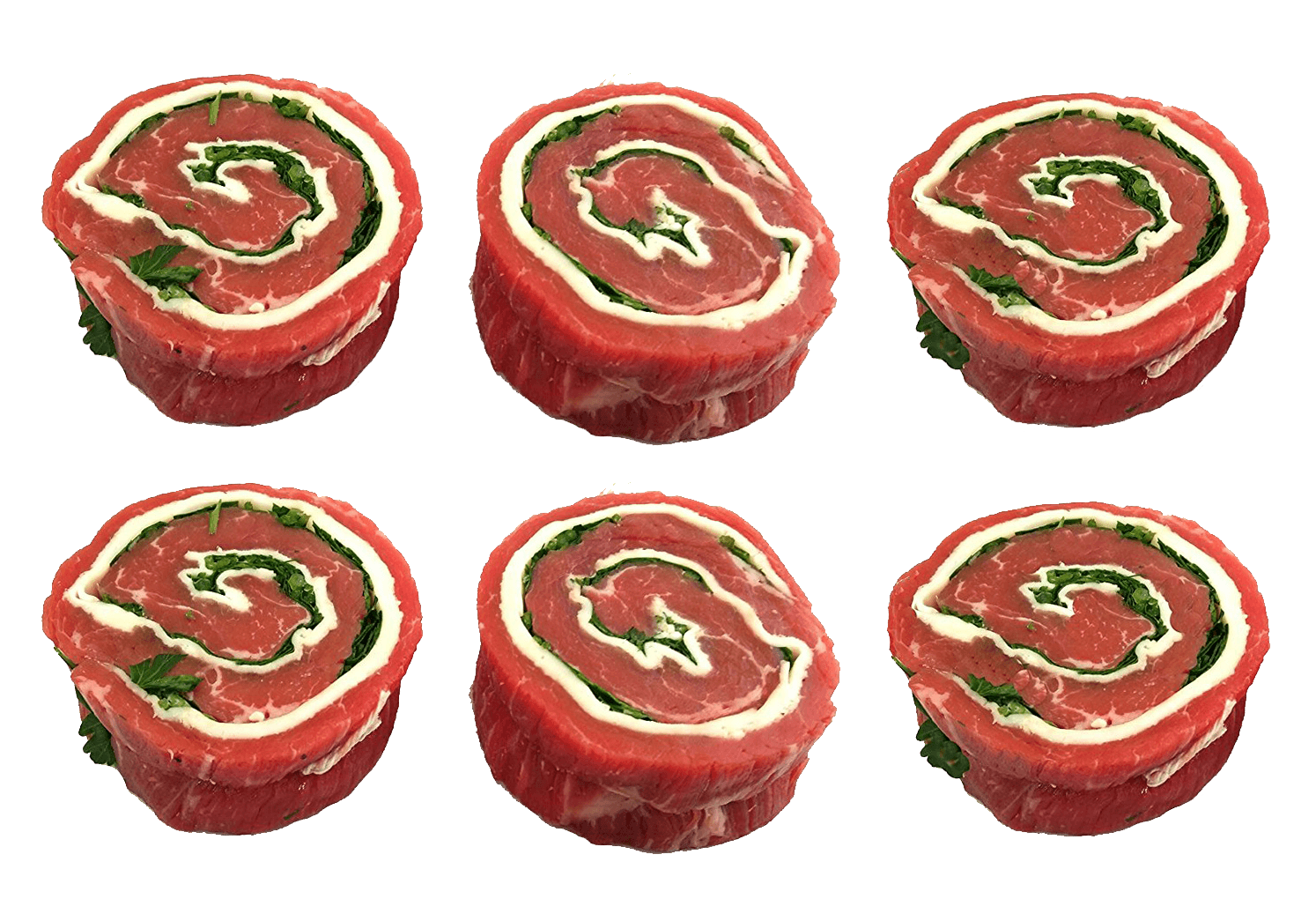 Fresh Local Meat Delivery - Stuffed Flank Steak Pinwheels Made Fresh Daily Pack Of 6 (Italian Stuffed Beef Rolls) Includes Shipping
