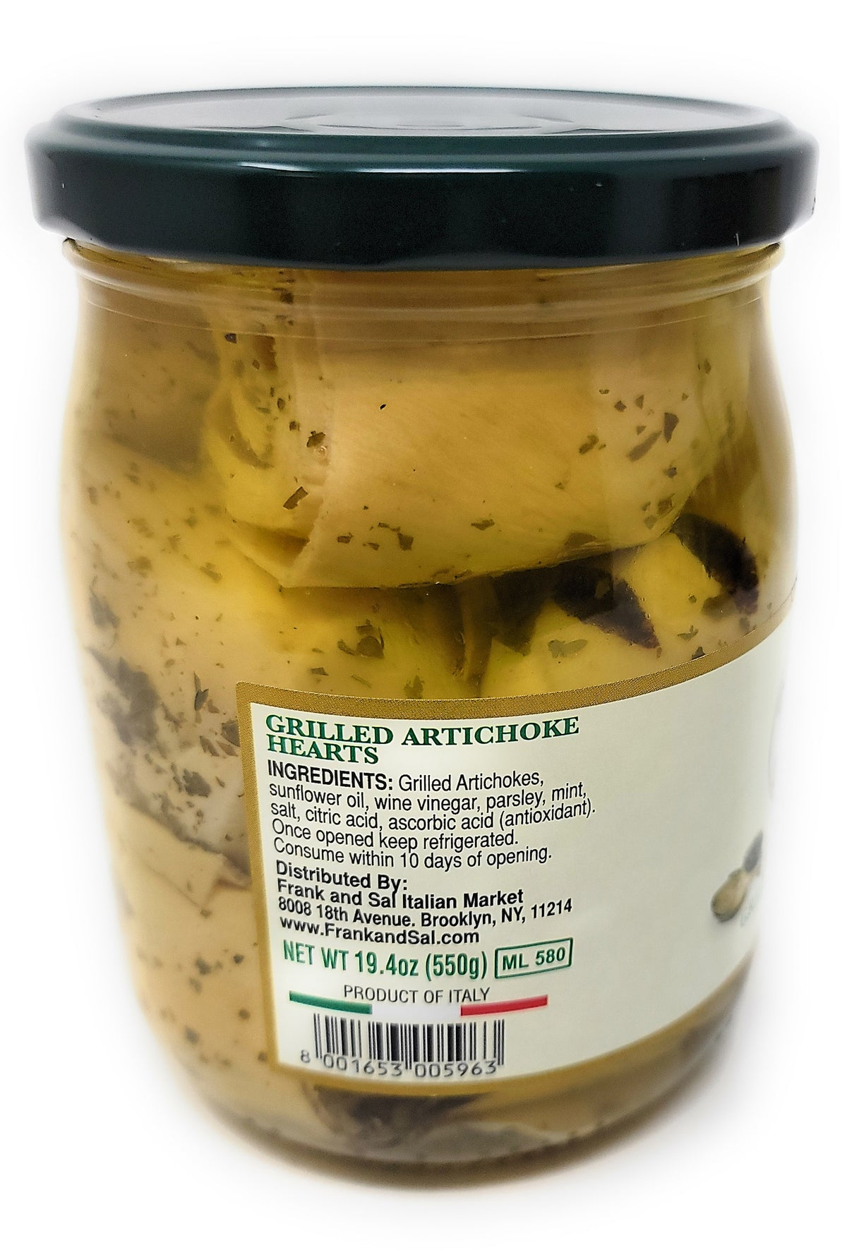 Frank and Sal Grilled Artichoke Hearts - 2 Jars 19.4 ounce Each. Imported From Italy