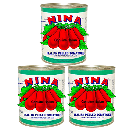Italian Tomatoes - Nina Italian Peeled Tomatoes With Puree, Basil Leaf 35 OZ - 3 Cans