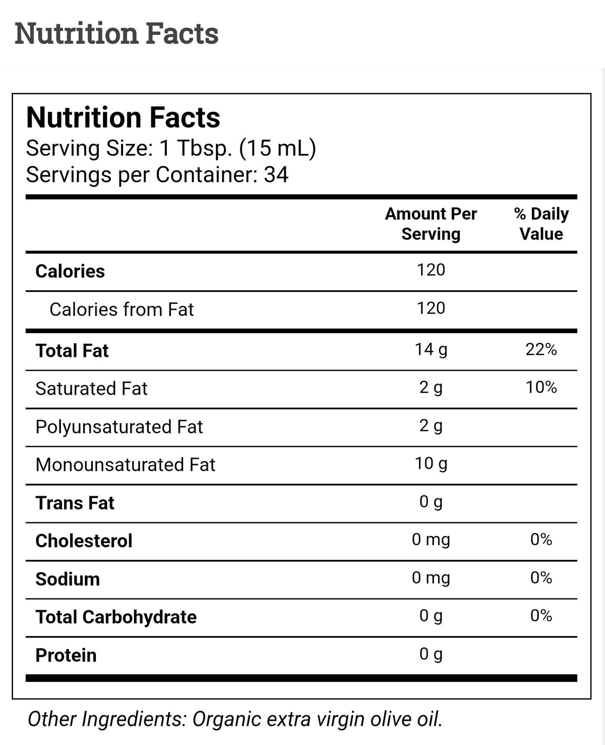 Bono NUTRITIONAL Information 