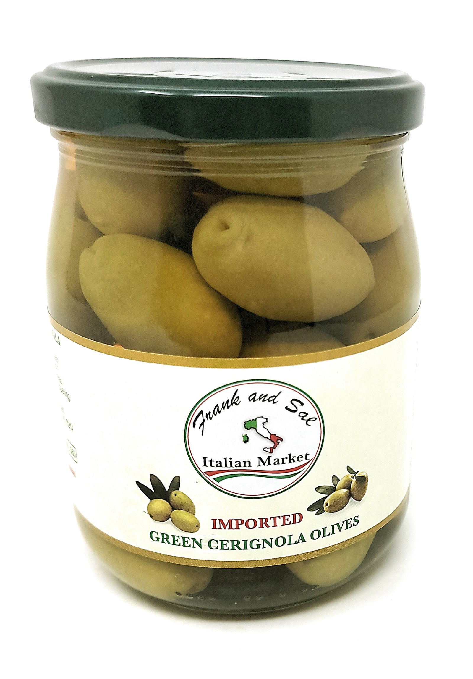 Whole Green Cerignola Olives imported From Italy - 2 Glass Jars 19.4 ounces each