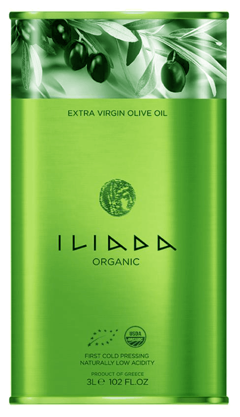 Olive Oil - Iliada Organic 3 Liter Tin. "NEW" First Cold Pressed.