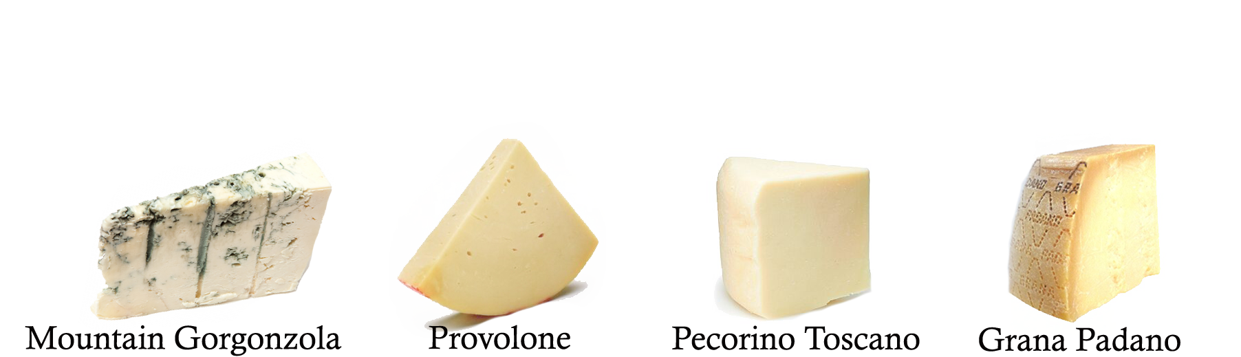 Italian Cheese Sampler, 2-Pound Provolone Piccante, Grana Padano Stravecchio, Mountain Gorgonzola, Pecorino Toscano